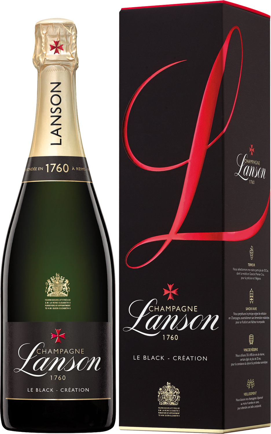 Лансон Ле Блэк Креасьон Брют Шампань АОС в подарочной упаковке 0.75 л