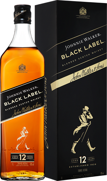 Johnnie Walker Black Label Blended Scotch Whisky (gift box), 1 л в Самаре