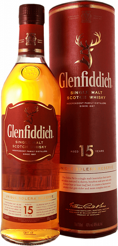 Гленфиддик Сингл Молт Односолодовый Шотландский Виски 15 лет в подарочной упаковке 0.75 л