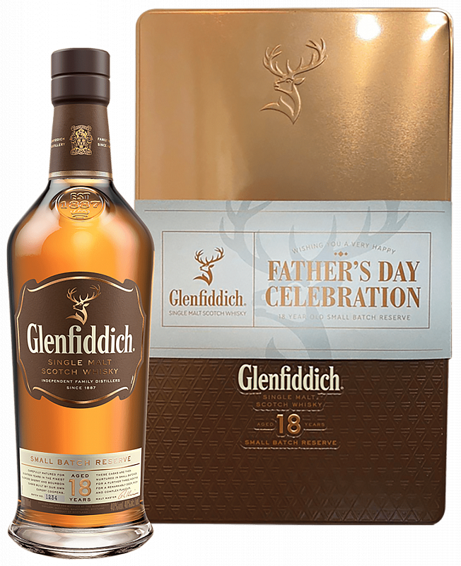 Гленфиддик 18 лет односолодовый шотландский виски в подарочной упаковке с двумя стаканами 0.75 л